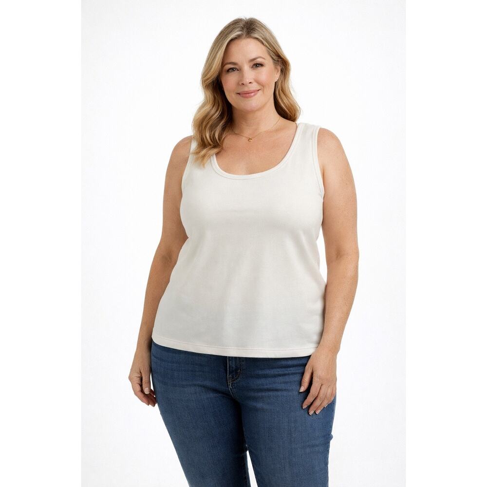 Badgley Mischka Ivory Tank Top Layered Scoop Neck Sleeveless NWT Womens Plus 2XL